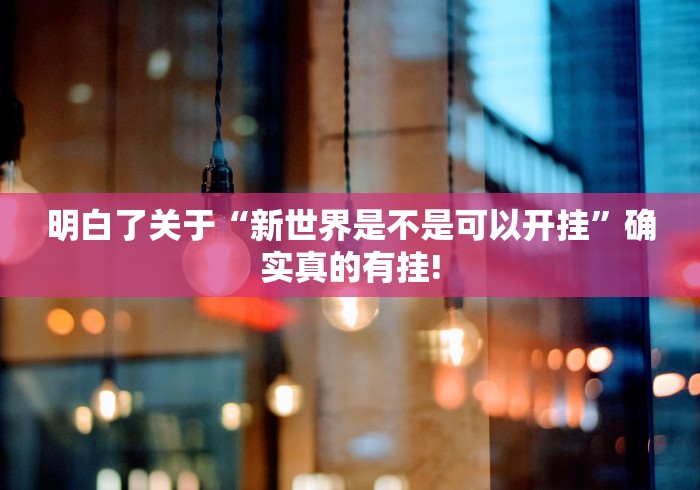 明白了关于“新世界是不是可以开挂”确实真的有挂!