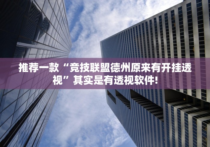 推荐一款“竞技联盟德州原来有开挂透视”其实是有透视软件!