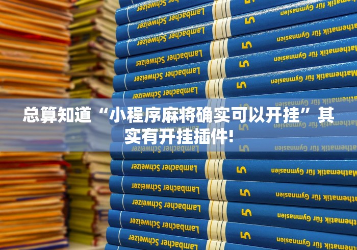 总算知道“小程序麻将确实可以开挂”其实有开挂插件!