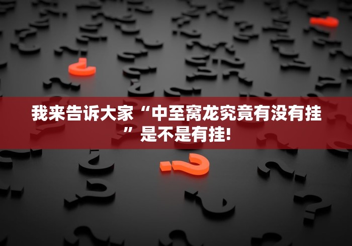 我来告诉大家“中至窝龙究竟有没有挂”是不是有挂!