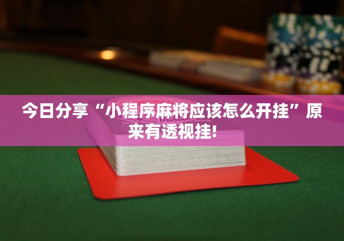 今日分享“小程序麻将应该怎么开挂”原来有透视挂!