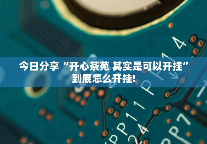 今日分享“开心茶苑 其实是可以开挂”到底怎么开挂!