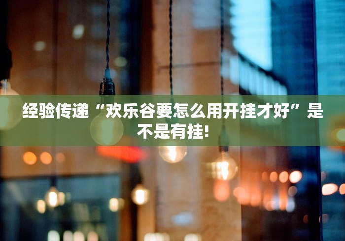 经验传递“欢乐谷要怎么用开挂才好”是不是有挂!