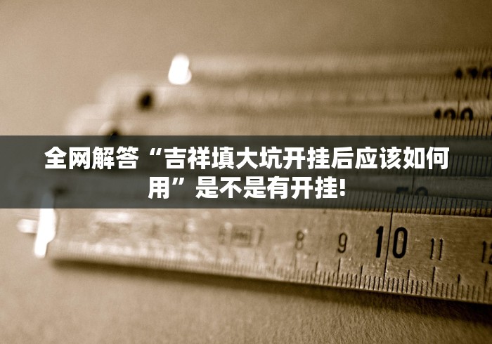 全网解答“吉祥填大坑开挂后应该如何用”是不是有开挂! 全网解答“吉祥填大坑开挂后应该如何用”是不是有开挂!