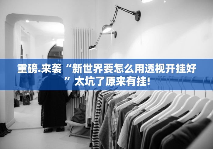 重磅.来袭“新世界要怎么用透视开挂好”太坑了原来有挂! 重磅.来袭“新世界要怎么用透视开挂好”太坑了原来有挂!